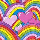 Coeurs color&eacute;s au c&oelig;ur d'un arc-en-ciel